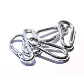 Pack of 10 Carabiner Hooks 8 x 80 mm - Galvanised Stainless Steel | Snap Hook | Quick Release | DIN 5299