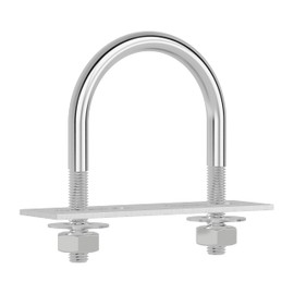 FOCMKEAS 304 Stainless Steel Round Bend U-Bolts 1.06"(27mm) Inner Width 1.85"(47mm) Length M6 with Nuts, Frame Plate, Washers, Accessories for Boat Trailer Axle Sailboat Trailer