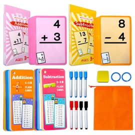 Addition and Subtraction Flash Cards- 102 Reusable Math Practice Cards with Addition, Subtraction, Educational Math Flashcards for Kids,Games for Kids Ages 3+ | Spark Skills & Fun Learning