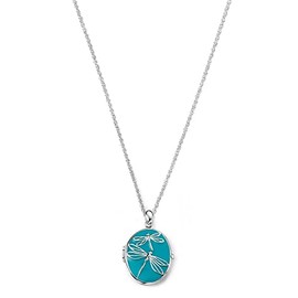 Elements Sterling Silver Ladies P4035T Dragonfly Blue Enamel Locket of 46cm