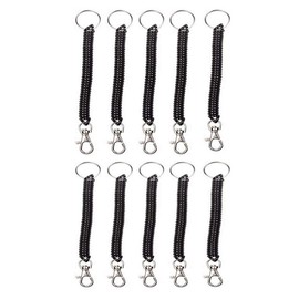 JHMKEA Retractable Spring Coil Keychain, Spiral Lanyards Carabiner Clips Hooks Wrist Coil Key Chain Stretch Cord with Metal Lobster Clasp 10PCS