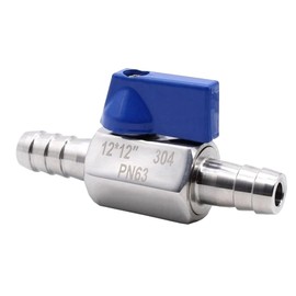 12mm Barb Ball Valve, Stainless Steel Shut Off Ball Valve Quick Release Pipe Fitting Connector for Water, Gas, Fuel