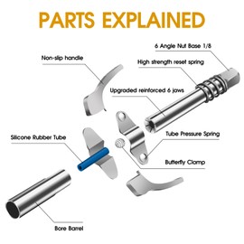 Akeoil Grease Gun Coupler, Grease Gun Tips, Grease Gun Accessories, 12000 PSI Leak Proof Design Double Handle Grease Nozzle, Compatible with All 1/8" NPT Grease Guns (2PCS)