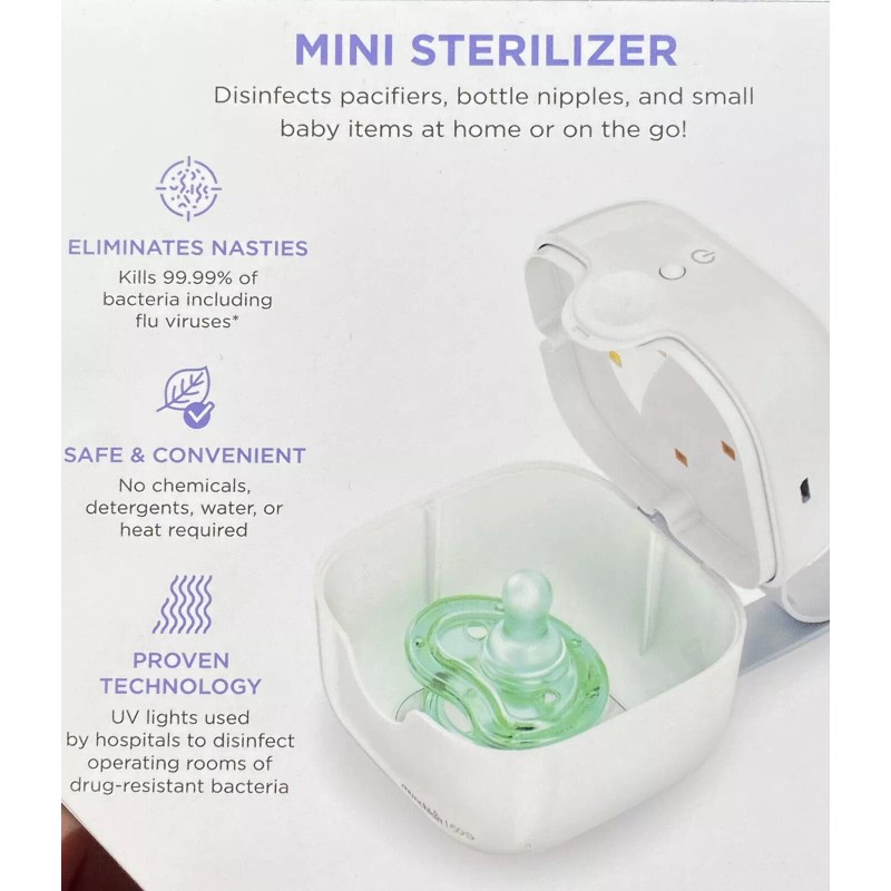 Munchkin UV Mini Pacifier Sterilizer Portable Kills 99% Germs BRAND