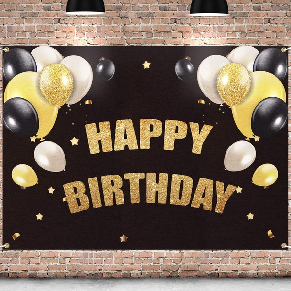 PAKBOOM Happy 78th Birthday Backdrop Black Gold Photo Background Banner