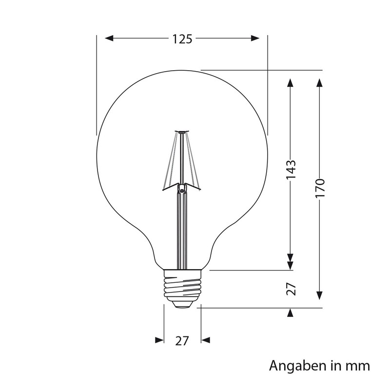 ledscom.de E27 LED Globe Filament Light G125 (12.5 cm Head