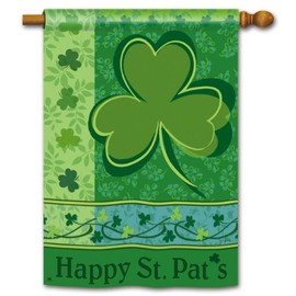 Happy St Pat's Patrick's Day Shamrock 28" x 40" Decorative Outdoor House Flag