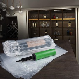 50 Packs Wine Bottle Protector, LIVEBAY Inflatable Bags for Wine, Glass bottle protection, Inflatable Air Column Cushion Bags with Pump for Safe Transportation of Glass Bottles in Airplane Cushioning