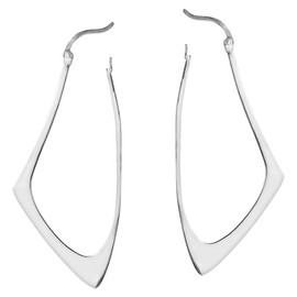 AeraVida Contempo Shiny Bent V-Lock .925 Sterling Silver Earrings | Sterling Silver Hoop Earrings | Earrings for Women | Hoop Earrings