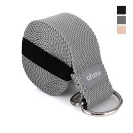 Fizyo Baumwollgürtel für Yoga, Pilates Fitness, Verstellbar mit Metallschnalle D, 100% Baumwolle, Lang 240 cm, Ideal für Dehnen und Halten Positionen, für Anfänger und Fortgeschrittene (Grau)