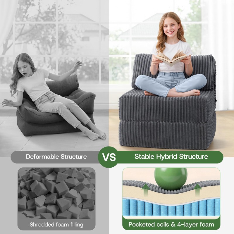Folding Sofa Bed Convertible 4 in 1 Sleeper Chair Gray