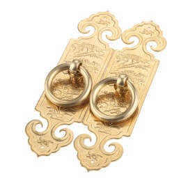 A Pair Ring Pull Antique Chinese Pure Copper Straight Handle 10cm/12cm/17cm Door Hardware Furniture Classical Cabinet Drawer Copper Pull