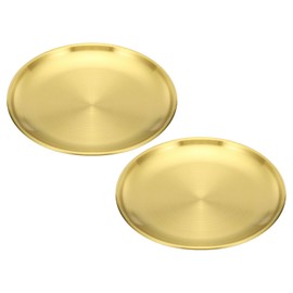PATIKIL 5.5" Dia. Incense Burner Plate, 2 Pack Coil Incense Holder Alloy Ash Catcher Fireproof Incense Cone Pad Tray for Yoga Spa Room Home Office, Gold Tone