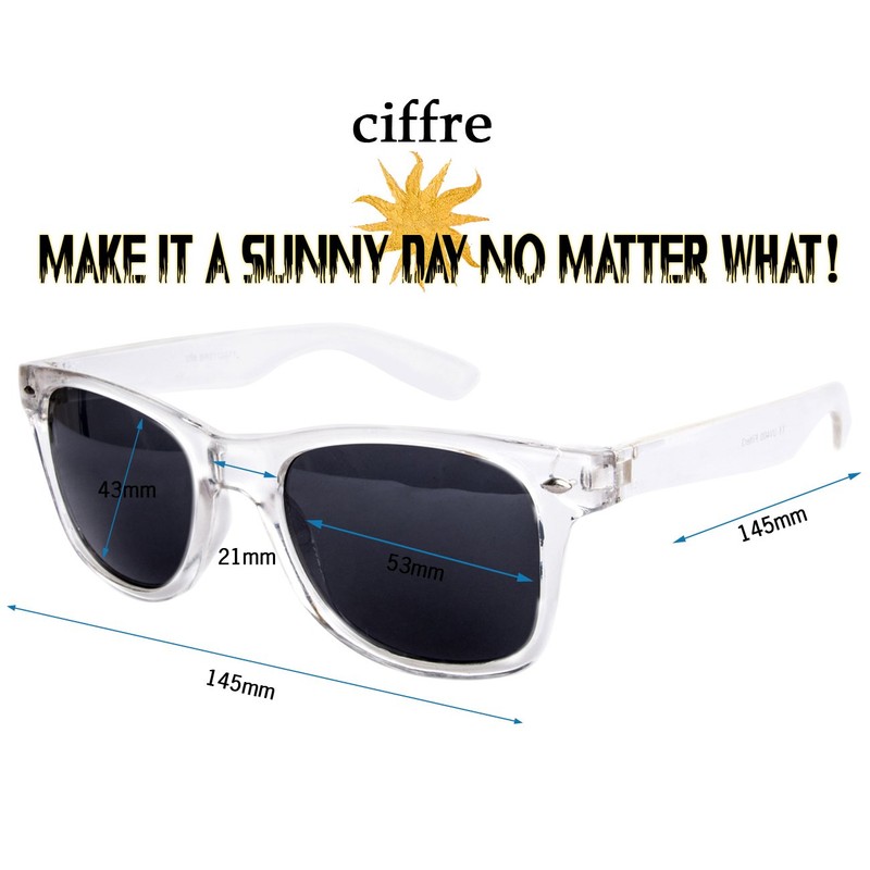 Ciffre-UV®400 Sunglas Vintage Retro Classic Mens Womens Transparent White UV400