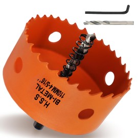 110mm Hole Saw, 4-5/16'' HSS Bi-Metal Hole Cutter with Arbor, Cutting Depth 32 mm, Hole Saw Drill Bit for Cutting Wood, Plywood, Plastic, Drywall, Thin Metal Sheets (with 1 spare drill)
