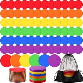 Haull 72 Pcs 5.91 Inch Poly Spot Markers Floor Spots with Bag Non Slip Vinyl Poly Dots for Gym Floor Basketball Football Soccer Sports Agility Training Gym Dance Classroom