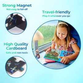 Nattork Map Magnetic Puzzle Book for Toddlers 3-5 Girls Boys, Travel Puzzles Game for Kids Ages 3-6, Learning Magnet with Fun for 3 4 5 6 Years Old Children Boys Girls - Gift Idea for Birthdays