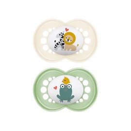 MAM Original Dummy Size 16+ Months, Natural Rubber Teat, Organic Round, with Dummy Case, Neutral