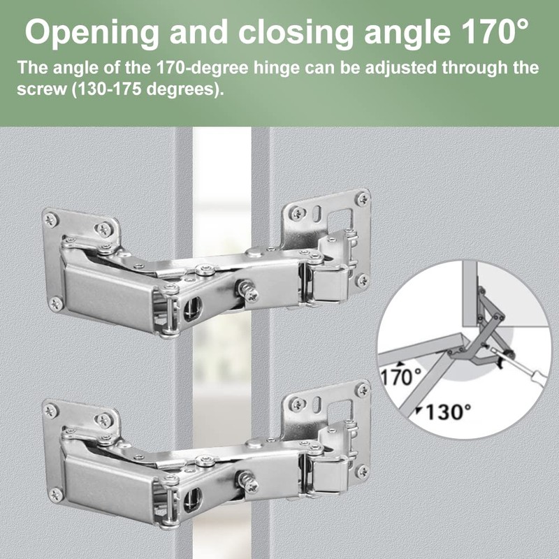 CYNNXIA 2 PCS 170 Degree Cabinet Hinge Kitchen Cupboard Doors