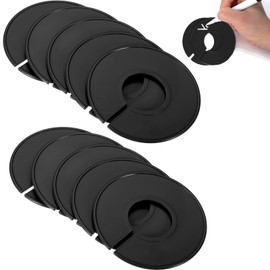 Pack of 10 Clothes Racks Size Dividers, Clothes Rack Size Dividers, Round Plastic Size Dividers, Size Finder, Clothes Rack for Wardrobe, Clothing Store (Black)