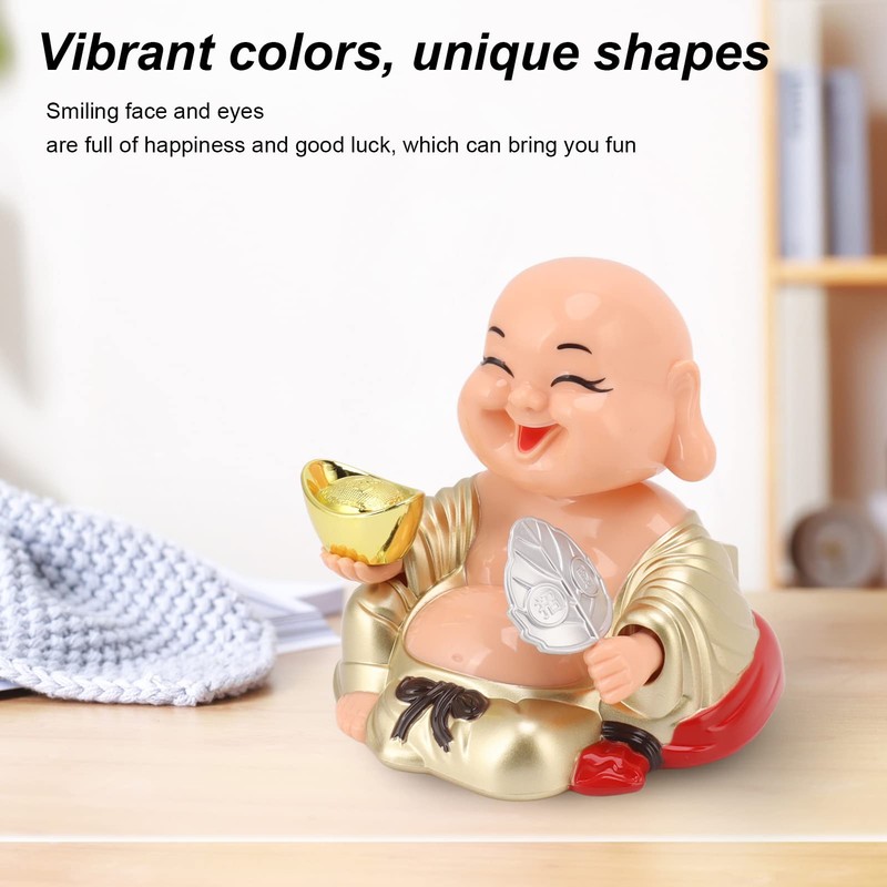 Topyond Solar-Powered Laughing Buddha Ornament - Automatic Nodding and Smiling