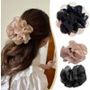1 x schwarze große Chiffon-Klaue, Haarschleife, großes Stoffband, Blume, Rose