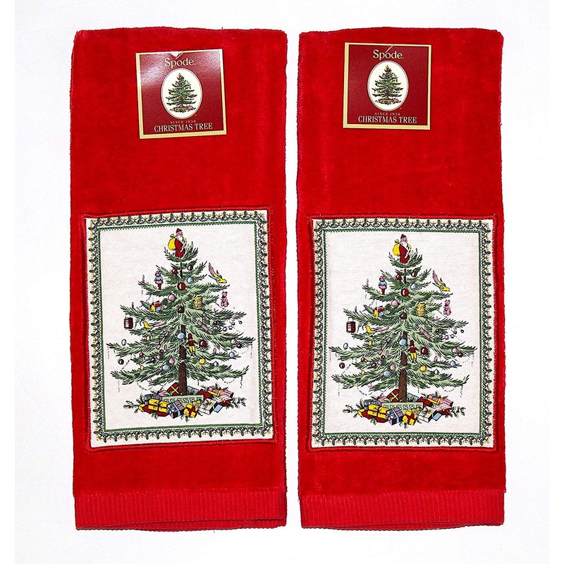 Spode Christmas Tree Kitchen Towel - Set of 2 (Red