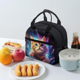 Howilath Cat Lunch Bag Kids Portable Leakproof Lunch Box for Girls Boys Large Capacity Thermal Lunch Bags for School Camping Beach Cooler Bag