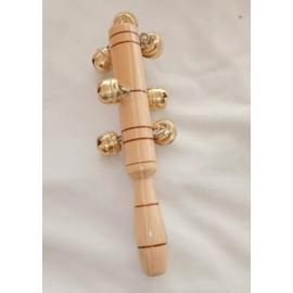 CASTILLO DIDÁCTICO 2 Mango De Cascabel Natural 20cm Madera Cascabeleros Musical