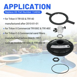 loosoo 8-1/2 inch Black Buttress Thread Closure 154856 Compatible with Pen-tair Triton Pool and Spa Sand Filter TR100 TR140 TR100C TR140C TR100C-3 TR140C-3