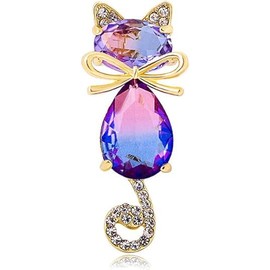 chenxiaonan Crystal Cat Brooch Cute Kitten Pin Corsage Kitten Glitter Brooch Bows Brooch Fine Animal Rhinestone Pin Jewellery Gifts Outerwear Clothing Decoration, Metal