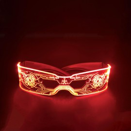 Foinaly Cyberpunk LED Luminous Glasses, Futuristic Design, Switches Between 7 Colors and 11 Modes, Can Be Used As Luminous Sunglasses, Parties, Cosplay, Costumes, Photography Props, Festivals, etc