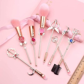 Makeup Brush, Makeup Brush, Eye Brush Set, Cute, 8 Piece Set, Fiber Bristle, Cosmetic Brush Set, Popular, Sailor Moon, Mobile Set, Makeup Tool Brush, Set of 8 (Best Gift) (pink)