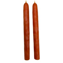 Candlestock Handmade Dripless Beeswax Rounded Top Taper Candle Pair - 8 inch - Orange