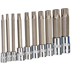 J&R Quality Tools 4-Inch Extra Long XZN Triple Square Spline Bit Socket Set, S2 Steel | 10-Piece Set