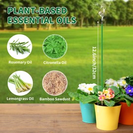 FernBliss Mosquito Repellent Incense Sticks - 60 Plant-Based Citronella Incense Sticks for Backyard, Travel, Camping, Indoors, and Outdoor Patio