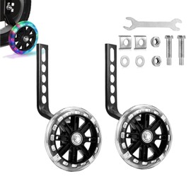 Stabilisers for Childs Bike, 2 Pack Flash Training Wheels for Kids Bike Stabilisers for Kids Bike 12 14 16 18 20 Inch Single Speed Bike, Kids Stabilisers for Bikes, Kids Bicycle Stabilisers, Black