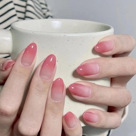 Fuyunohi F426# Nail Tip, Long Set of 24, Double Sided Tape, Pink Gradient, Korean Style, Nail Tip, Sticking, Strong, Easy to Apply, Durable, Nail Supplies, Cute, Adult, Stylish, Ladies, Fashionable,