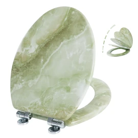 Angel Shield Marble Toilet Seat Durable Molded Wood with Quiet Close, Easy Clean, Quick-Release Hinges Elongated Toilet Seat (Elongated, Green Marble)