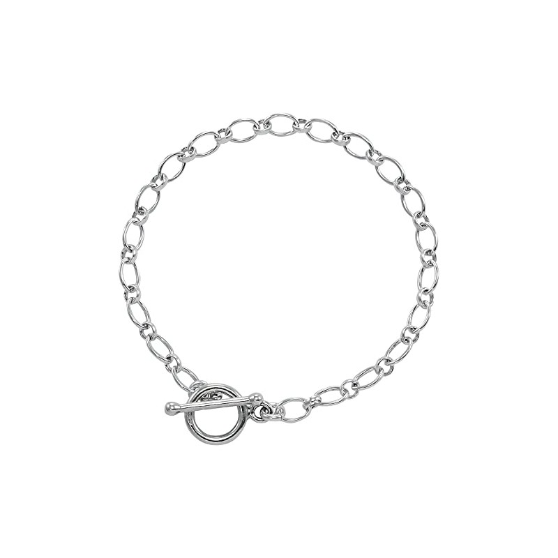 Sterling Silver Long & Short Charm Bracelet 8"