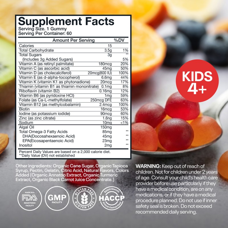 Wellsgoing Kids Multivitamin Gummies with Omega-3, Vitamins C, D, A,