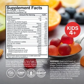 Wellsgoing Kids Multivitamin Gummies with Omega-3, Vitamins C, D, A, B-Complex, Zinc & Iodine, Daily Nutrition & Immune Support for Kids, Gluten Free, 2 Fruit Flavors, 60 Gummies (60 Day Supply)