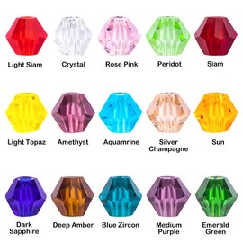 MissAudrey 3750pcs Bicone Glass Beads 3mm Bicone Crystal Beads for Jewelry Making Faceted Crystal Glass Beads 15 Colors for DIY Beading Projects Bracelets Necklaces Earrings Suncatcher Crafts