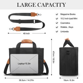 Mossio Totes for Storage, Heavy Duty Multi-function Roomy Stylish Everyday Tote Messenger Bag Hobo Bag for Women Ladies,Black