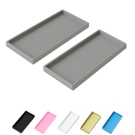 Mriluvy Vanity and Bathroom Tray, 9.8" ABS Countertop Organizer,Waterproof Vanity Tray for Toilet Tank,Perfume,Soap,Keys,Bathroom Accessories,Kitchen and Bath Trays,Non Slip Small Trays,Gray,2 Pack