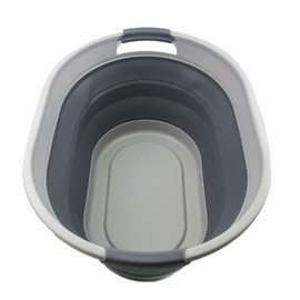 SAMMART 28L (7.4 gallon) Oval Collapsible Plastic Laundry Basket - Foldable Pop Up Storage Container/Organizer - Portable Washing Tub - Space Saving Hamper/Basket (1, Grey)