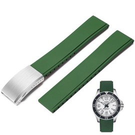 Danxancy FKM Rubber Watch Strap,Cut to Size Quick Release Fluororubber Watch Band with Deployment Clasp 19mm 20mm 21mm 22mm Soft Durable Universal Replacement Band Strap for Men Women