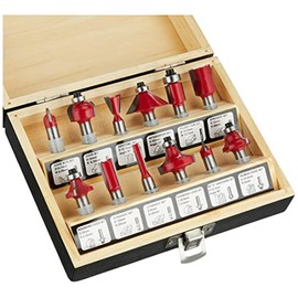 Meister Milling Cutter Set 12 Pieces - For Woodworking - For Routers with 8 mm Shank - Carbide / Groove Cutter / Prong Cutter / Flush Cutter / Quarter Bar Cutter / Hollow Groove Cutter / Rounding