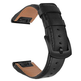 TRUMiRR Replacement for Garmin Fenix 5/5 Plus Watch Strap, 22mm Quick Release Easy Fit Watch Band Genuine Cowhide Leather Strap Sports Business Bracelet for Garmin Fenix 5/5 Plus/Forerunner 935/945