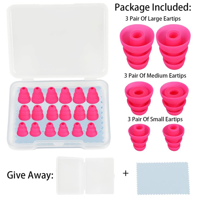 DMZHY Triple Flange Ear Tips 9 Pairs SML Earbud Tips